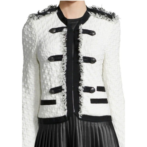 Rebecca Taylor Jackets & Blazers - Rebecca Taylor Lana Fringe Tweed Jacket Black and White Size 4